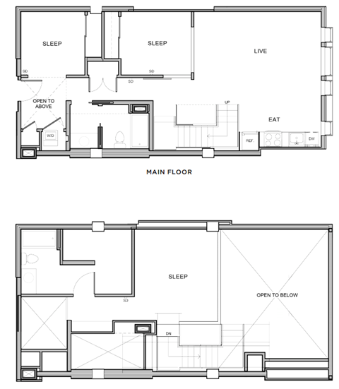 Floor plan for 3 beds, 2 baths, 1310 sqft